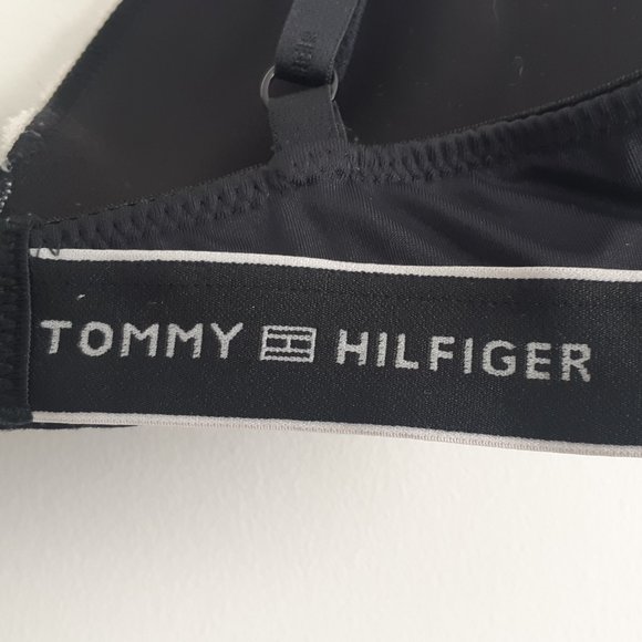 Tommy Hilfiger 36B Push up Plunge Bra Black with White Lace - Picture 9 of 10